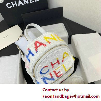 Chanel Sequins  &  Silver-Tone Metal Mini Backpack Bag AS4662 White, Yellow, Pink  &  Blue 2025